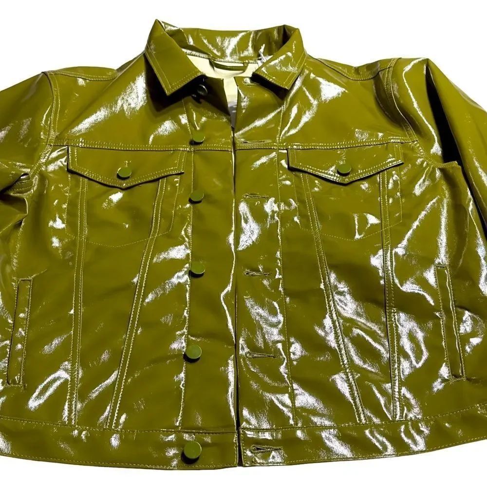 Princess Polly Starboy Green Vegan Leather Jacket MEDIUM/LARGE NWT - Picture 5 of 16